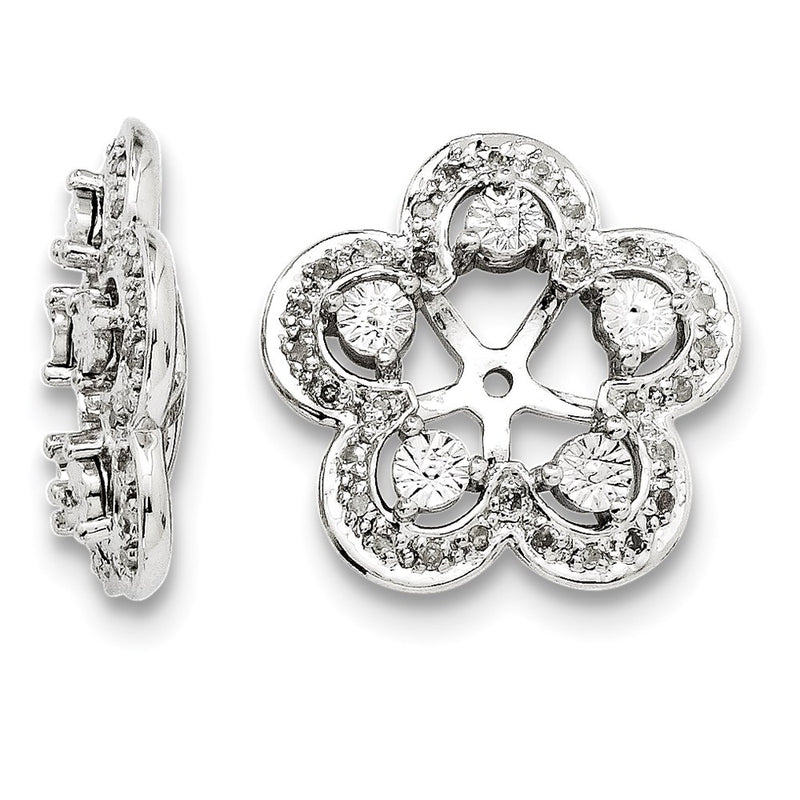Sterling Silver Rhodium Diamond Earring Jacket