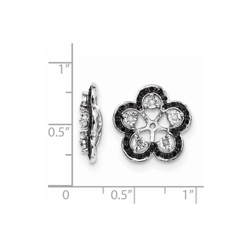 Sterling Silver Rhodium Diamond & Black Sapphire Earring Jacket