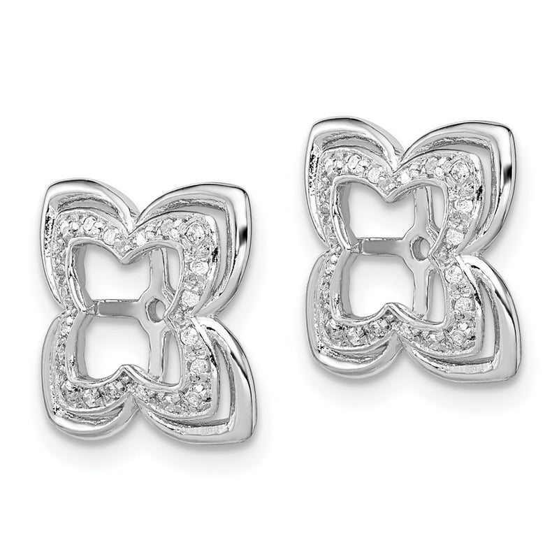 Sterling Silver Rhodium Diamond Earring Jacket