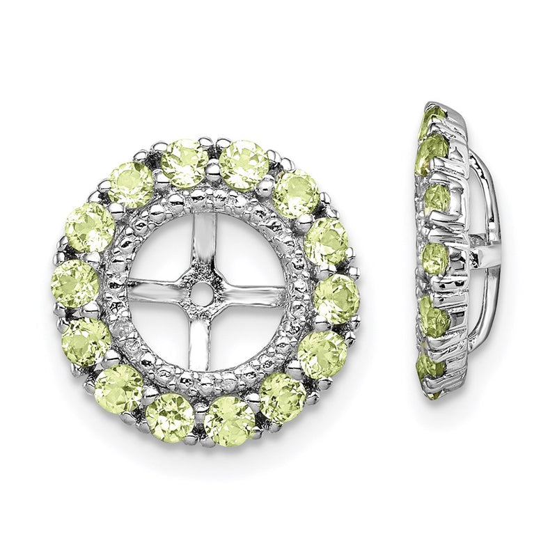 Sterling Silver Rhodium Diamond & Peridot Earring Jacket