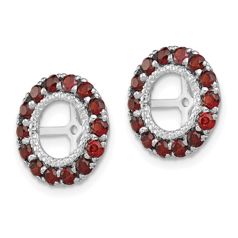 Sterling Silver Rhodium Diamond & Garnet Earring Jacket