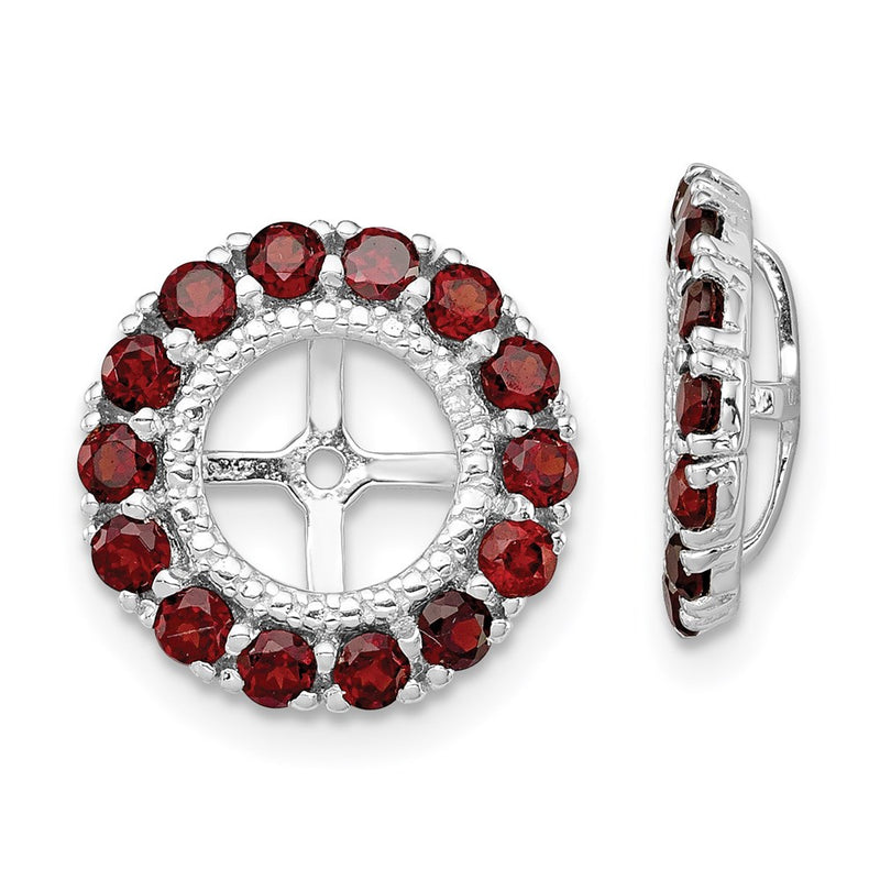 Sterling Silver Rhodium Diamond & Garnet Earring Jacket