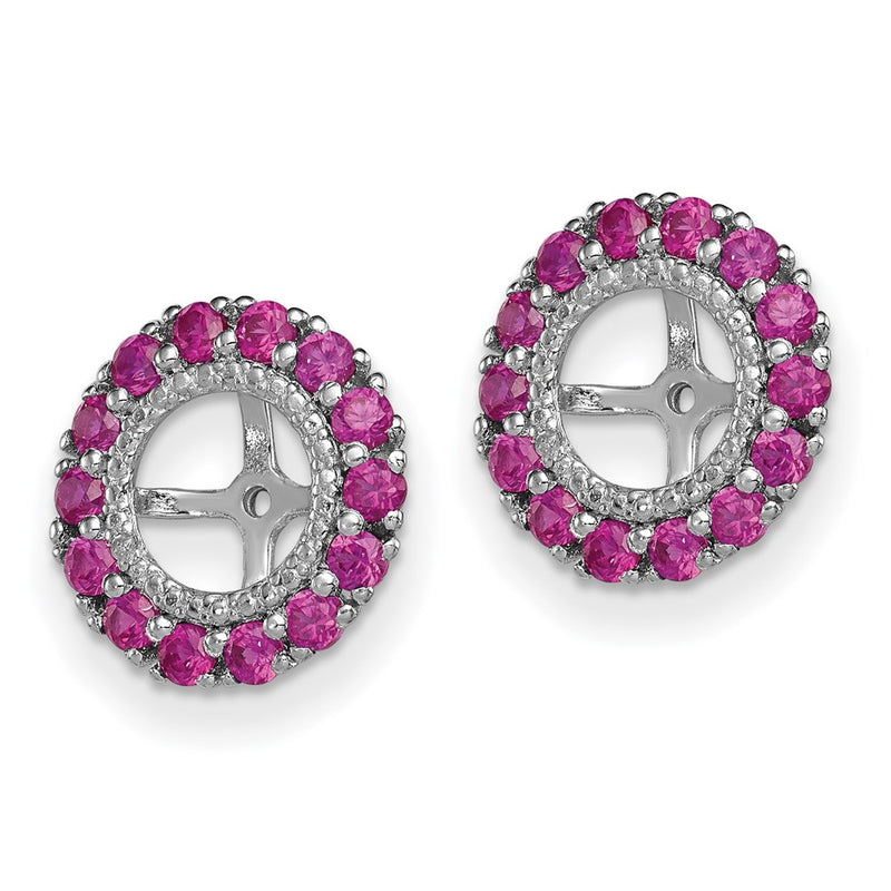 Sterling Silver Rhodium Diamond & Created Ruby Earring Jacket