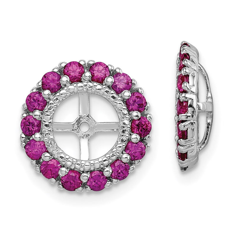 Sterling Silver Rhodium Diamond & Created Ruby Earring Jacket