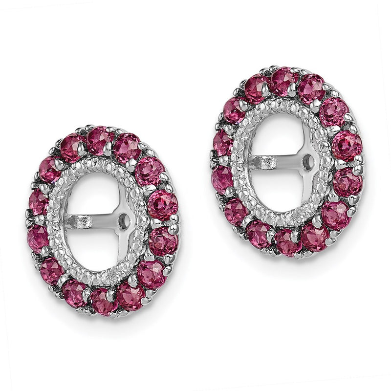 Sterling Silver Rhodium Diamond & Rhodolite Garnet Earring Jacket