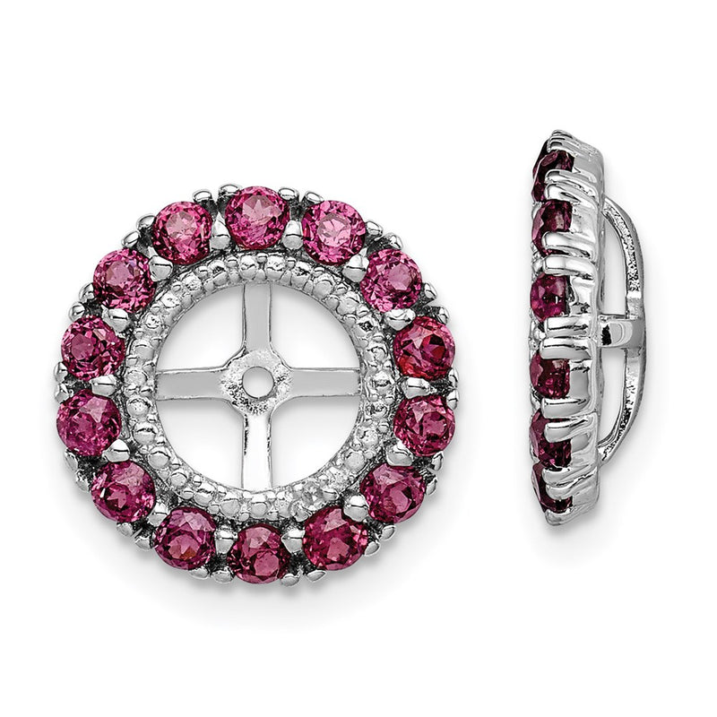 Sterling Silver Rhodium Diamond & Rhodolite Garnet Earring Jacket