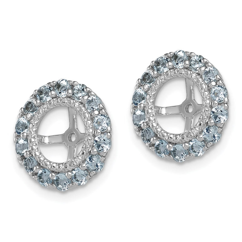 Sterling Silver Rhodium Diamond & Aquamarine Earring Jacket
