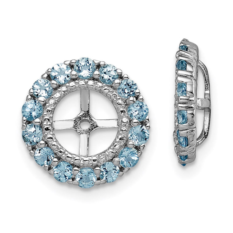 Sterling Silver Rhodium Diamond & Aquamarine Earring Jacket
