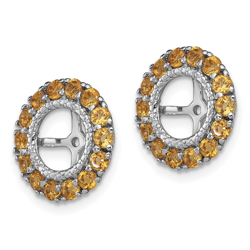 Sterling Silver Rhodium Diamond & Citrine Earring Jacket