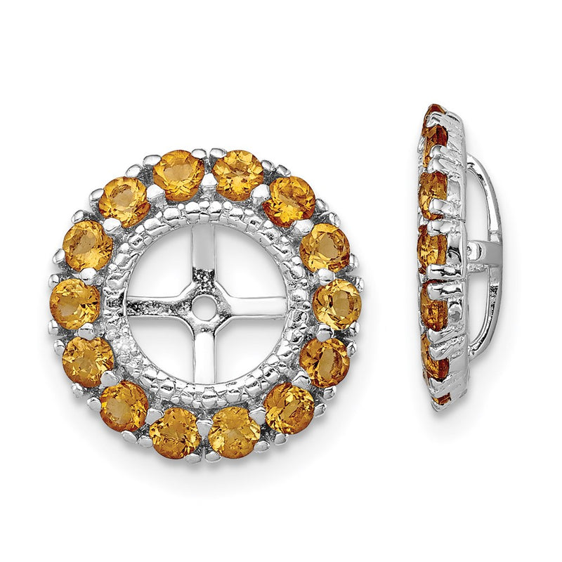 Sterling Silver Rhodium Diamond & Citrine Earring Jacket
