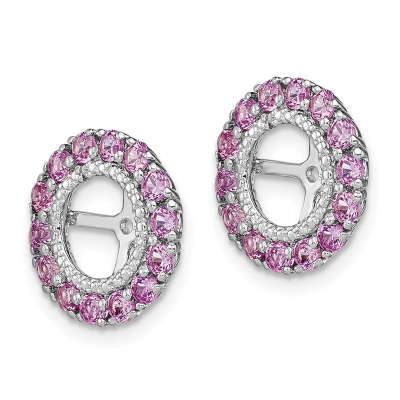 Sterling Silver Rhodium Diamond & Created Pink Sapphire Earring Jacket