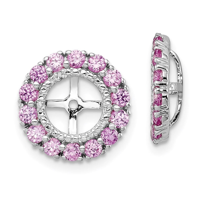 Sterling Silver Rhodium Diamond & Created Pink Sapphire Earring Jacket