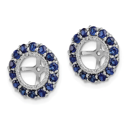 Sterling Silver Rhodium Diamond & Created Sapphire Earring Jacket