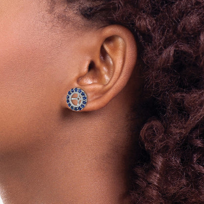 Sterling Silver Rhodium Diamond & Created Sapphire Earring Jacket