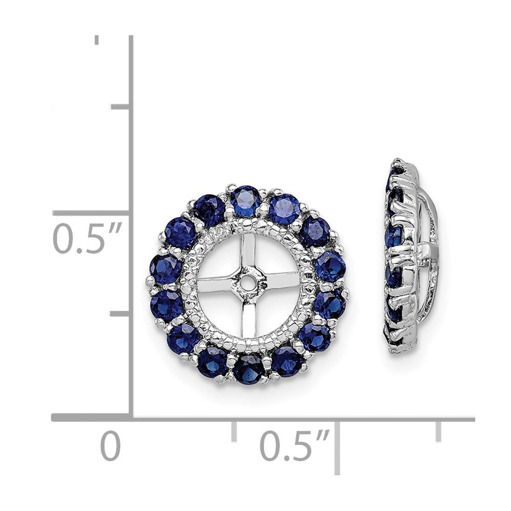 Sterling Silver Rhodium Diamond & Created Sapphire Earring Jacket
