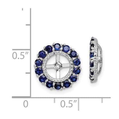 Sterling Silver Rhodium Diamond & Created Sapphire Earring Jacket