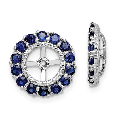 Sterling Silver Rhodium Diamond & Created Sapphire Earring Jacket
