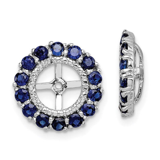 Sterling Silver Rhodium Diamond & Created Sapphire Earring Jacket
