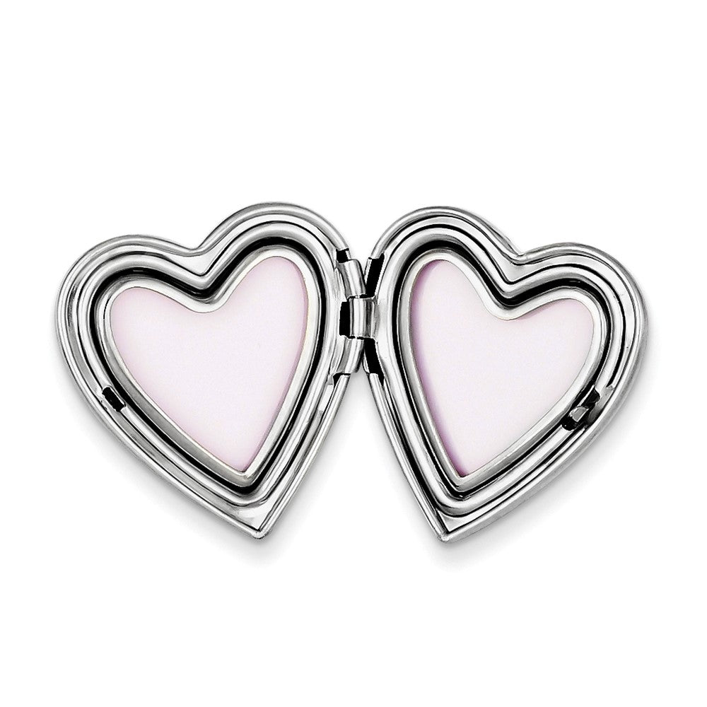 Sterling Silver Rhodium-plated 20mm Dia. Polished Daughter Heart Slide Lock