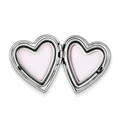 Sterling Silver Rhodium-plated 20mm Dia. Polished Daughter Heart Slide Lock