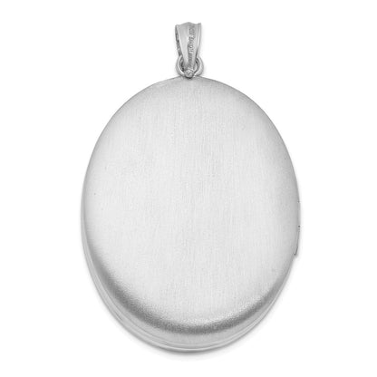 Sterling Silver Rhodium-plated & Diamond w/ Swirl Border 34mm Oval Locket