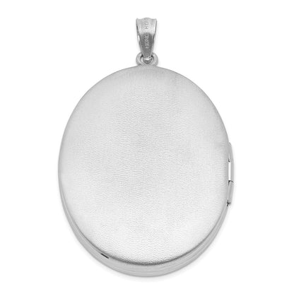 Sterling Silver Rhodium-plated & Diamond Center Swirl 34mm Oval Locket