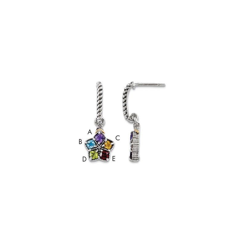 Sterling Silver & 14k Five-stone and Diamond Mother's Earring