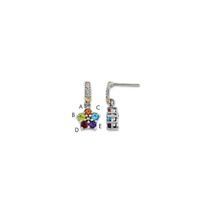 Sterling Silver & 14k Five-stone and Diamond Mother's Earring