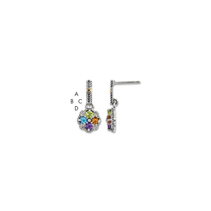 Sterling Silver & 14k Four-stone and Diamond Mother's Earring