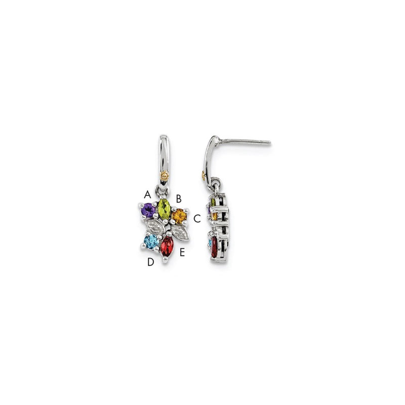 Sterling Silver & 14k Five-stone and Diamond Mother's Earring