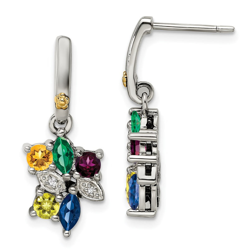 Sterling Silver & 14k Five-stone and Diamond Mother's Earring