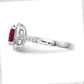 Brilliant Embers Sterling Silver Rhodium-plated 35 Stone Red Corundum and CZ Halo Ring