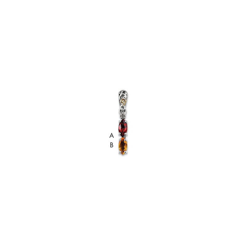 Sterling Silver & 14k Two-stone and Diamond Mother's Pendant