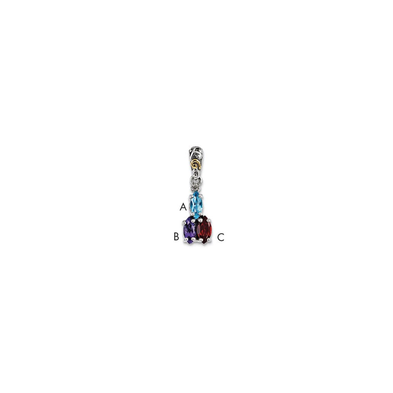 Sterling Silver & 14k Three-stone and Diamond Mother's Pendant