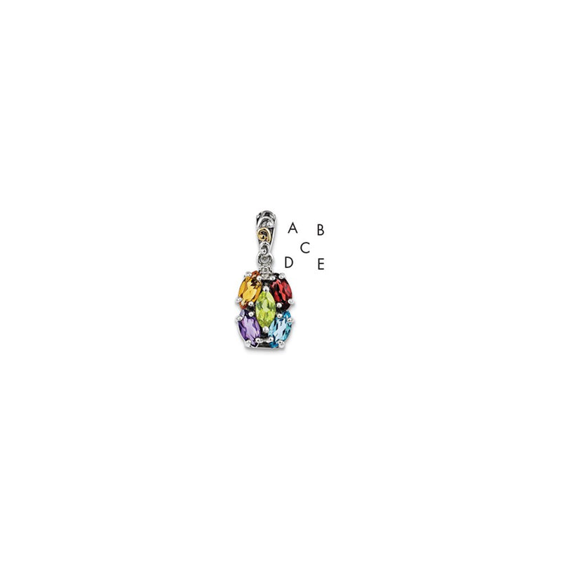 Sterling Silver & 14k Five-stone and Diamond Mother's Pendant