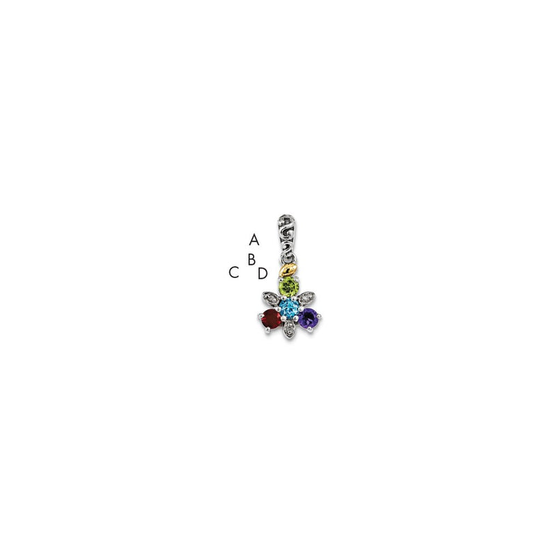 Sterling Silver & 14k Four-stone and Diamond Mother's Pendant