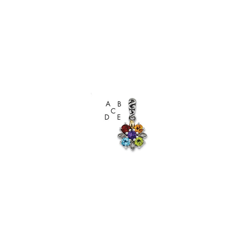 Sterling Silver & 14k Five-stone and Diamond Mother's Pendant