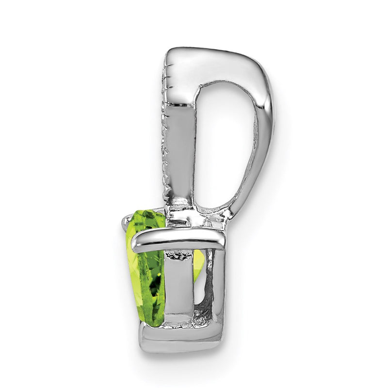 Sterling Silver Diamond and Peridot Heart Pendant
