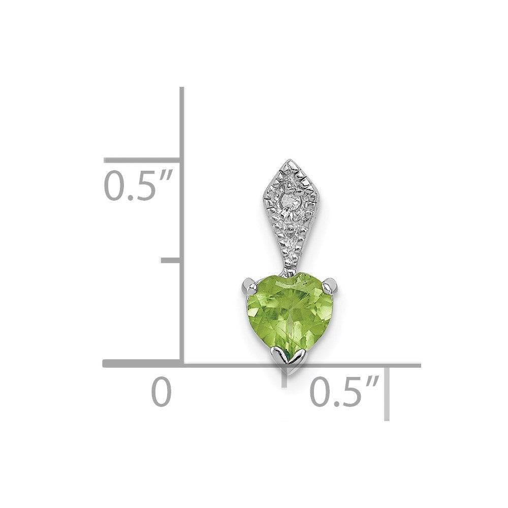Sterling Silver Diamond and Peridot Heart Pendant