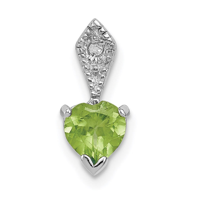 Sterling Silver Diamond and Peridot Heart Pendant
