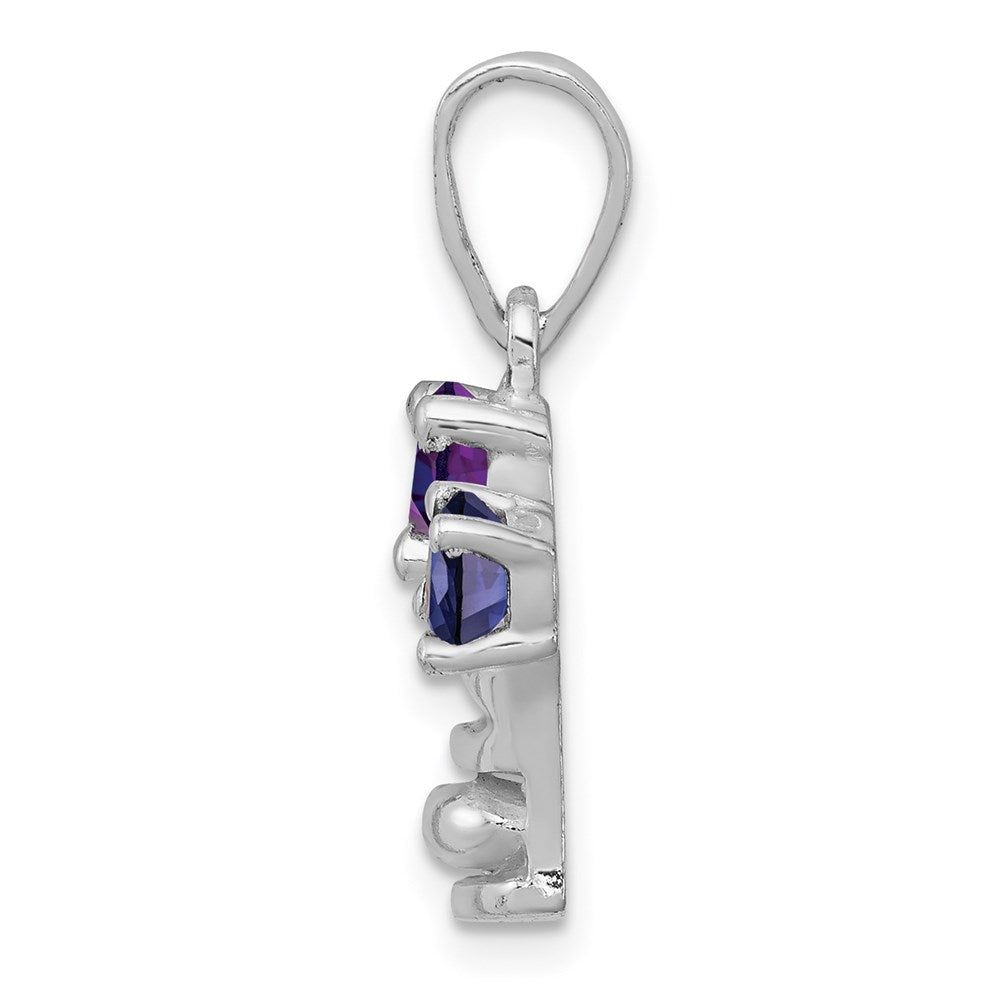 Sterling Silver Amethyst & Iolite Polished Crown Pendant