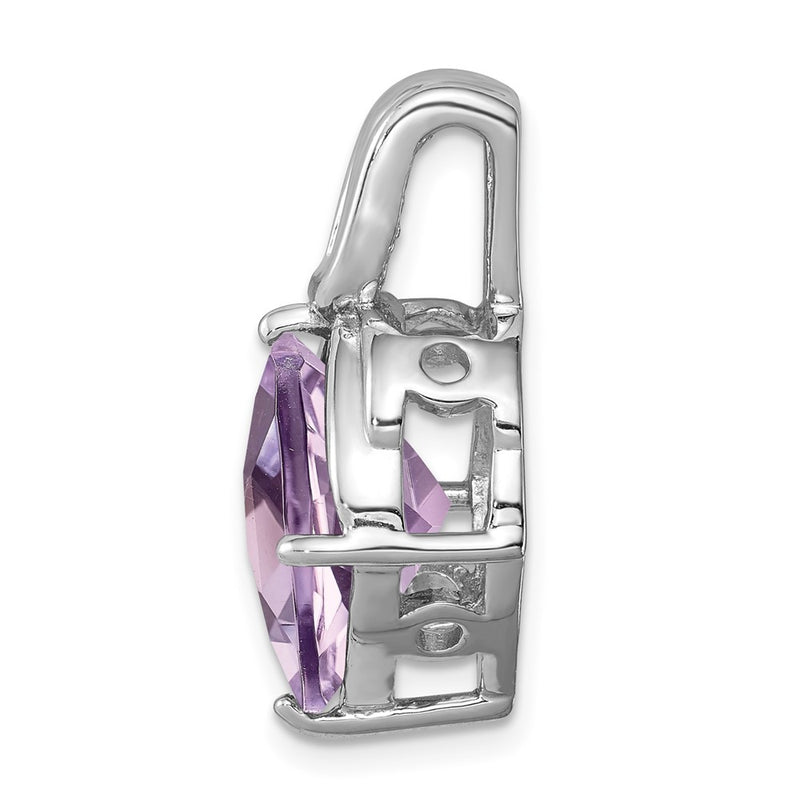 Sterling Silver Rhodium-plated Pink Quartz Pendant