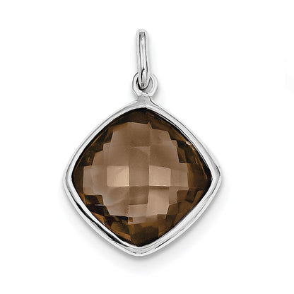 Sterling Silver Rhodium-plated Smoky Quartz Pendant
