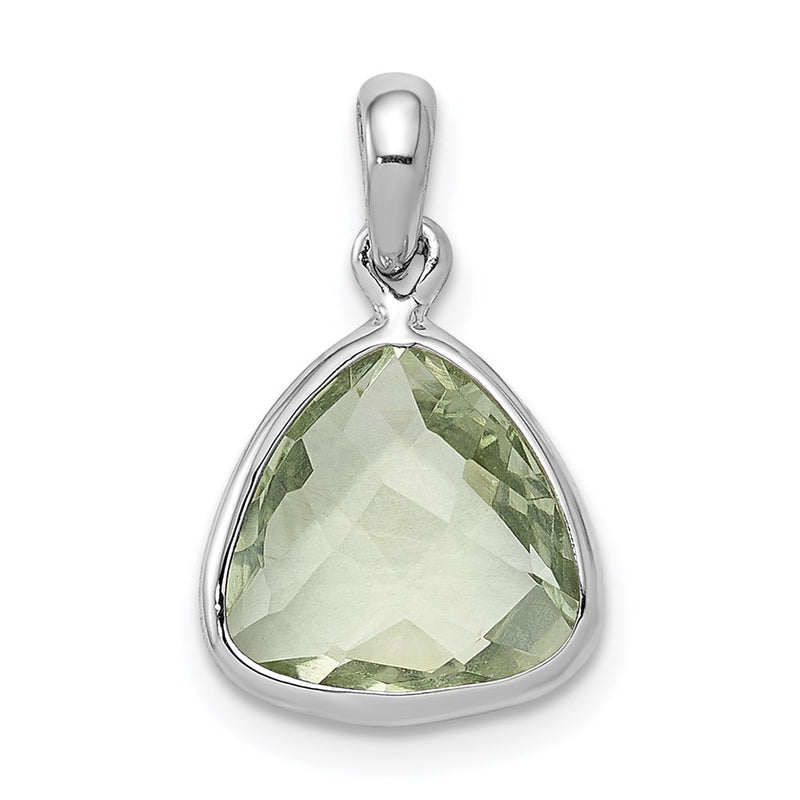 Sterling Silver Rhodium-plated Green Quartz Pendant