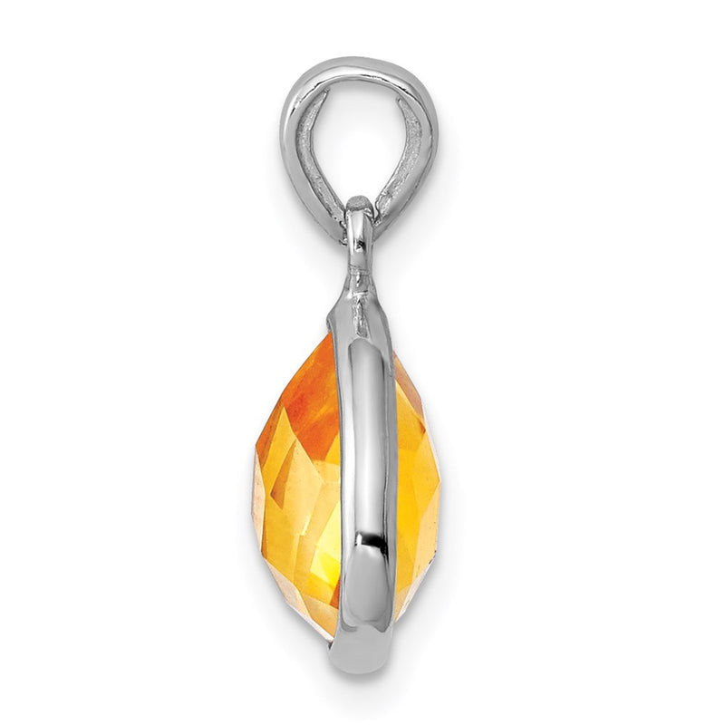 Sterling Silver Rhodium-plated Citrine Pendant
