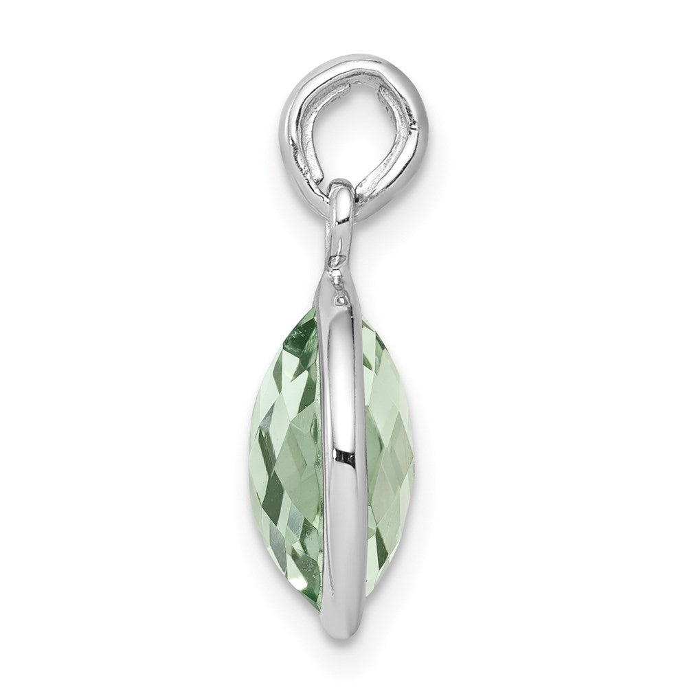 Sterling Silver Rhodium-plated Green Quartz Pendant