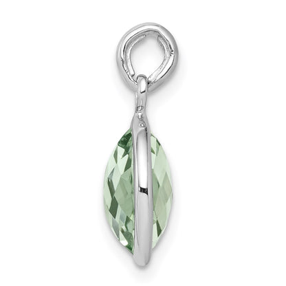 Sterling Silver Rhodium-plated Green Quartz Pendant