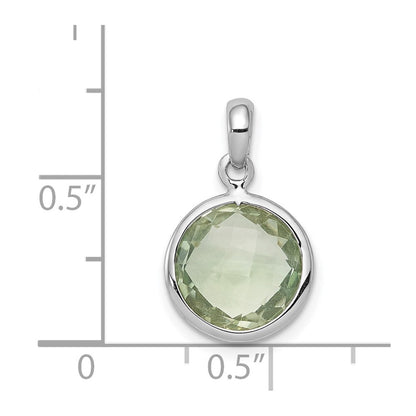 Sterling Silver Rhodium-plated Green Quartz Pendant