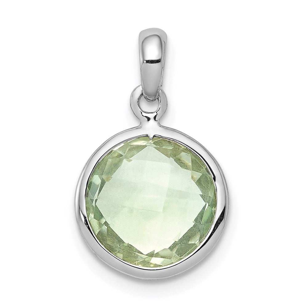 Sterling Silver Rhodium-plated Green Quartz Pendant