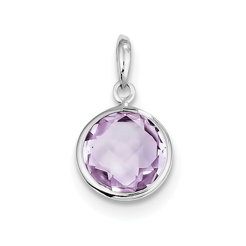 Sterling Silver Rhodium-plated Pink Quartz Pendant